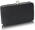 LSE00278 - Black  Crystal Beaded Evening Clutch Bag