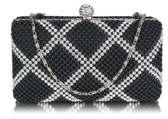 LSE00277 - Wholesale & B2B Black Beaded Crystal Cluth Bag Supplier & Manufacturer