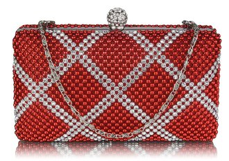 LSE00277 - Wholesale & B2B Red Beaded Crystal Cluth Bag Supplier & Manufacturer