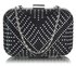 LSE00281 - Black Hard Case Diamante Clutch Bag