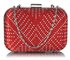 LSE00281 - Red Hard Case Diamante Clutch Bag