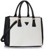 LS00260  - Black /White Grab Tote Handbag