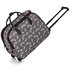 LS00309A - Grey Horse Print Travel Holdall Trolley Luggage With Wheels - CABIN APPROVED