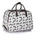 LS00309A - White Horse Print Travel Holdall Trolley Luggage With Wheels - CABIN APPROVED