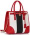 LS00336 - Black /White / Red Colour Block Tote Handbag