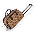 LS00308 - Beige Owl Print Travel Holdall Trolley Luggage With Wheels - CABIN APPROVED
