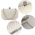 LSE00283 - White Beaded Pearl Rhinestone Clutch Bag