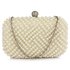 LSE00283 - Ivory Beaded Pearl Rhinestone Clutch Bag