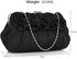 LSE00287 - Wholesale & B2B Black Flower Design Satin Evening Bag Supplier & Manufacturer