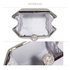 LSE00285 - Silver  Rhinestone Studded Hard Box Bridal clutch bag