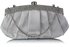 LSE00288 - Silver Diamante Evening Clutch Bag