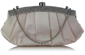 LSE00288 - Champagne Diamante Evening Clutch Bag