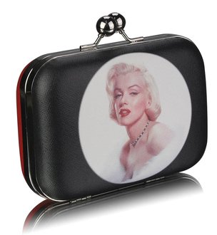 LSE00289 - Red Hard Case Clutch Bag With Kiss Lock