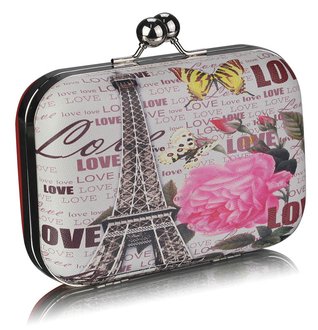 LSE00290 - Red Hard Case Clutch Bag With Kiss Lock