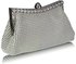 LSE00139- Ivory Sparkly Crystal Satin Clutch purse