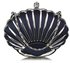 LSE00163- Navy Shell Clutch Bag With Crystal-Encrusted Clasp