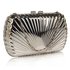 LSE00294- Silver Hard Case Clutch Bag