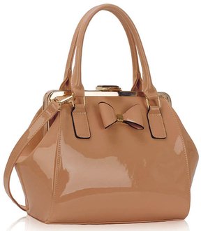 LS00258A - Nude Patent Bow Framed Satchel