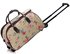 AGT00308C - Beige Butterfly Print Travel Holdall Trolley Luggage With Wheels - CABIN APPROVED