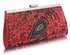 LSE00295 - Red Sequin Peacock Feather Design Clutch Evening Party Bag