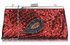LSE00295 - Red Sequin Peacock Feather Design Clutch Evening Party Bag