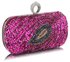 LSE00298 - Wholesale & B2B Fuchsia Sequin Peacock Feather Design Clutch Evening Party Bag Supplier & Manufacturer