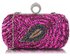 LSE00298 - Wholesale & B2B Fuchsia Sequin Peacock Feather Design Clutch Evening Party Bag Supplier & Manufacturer