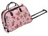 AGT00309C - Pink Butterfly Print Travel Holdall Trolley Luggage With Wheels - CABIN APPROVED