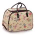 LS00309C - Beige Butterfly Print Travel Holdall Trolley Luggage With Wheels - CABIN APPROVED