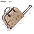 LS00309C - Beige Butterfly Print Travel Holdall Trolley Luggage With Wheels - CABIN APPROVED