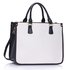 LS00392 - 3 top Zip Black/ White Tote Handbag- Fits laptops up to 15.4''