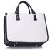 LS00392 - 3 top Zip Black/ White Tote Handbag- Fits laptops up to 15.4''