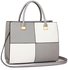 LS00153XL - Large Grey / White Fashion Tote Handbag