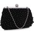 LSE00296 - Black Vintage Beads Pearls Crystals Evening Clutch Bag