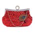 LSE00297 - Wholesale & B2B Red Sequin Peacock Feather Design Clutch Evening Party Bag Supplier & Manufacturer