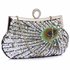 LSE00297 - Wholesale & B2B Silver Sequin Peacock Feather Design Clutch Evening Party Bag Supplier & Manufacturer