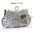 LSE00297 - Wholesale & B2B Silver Sequin Peacock Feather Design Clutch Evening Party Bag Supplier & Manufacturer