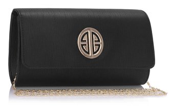 LSE0026A -  Black Large Flap Clutch purse