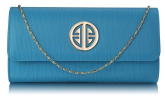 LSE0026A -  Teal Large Flap Clutch purse