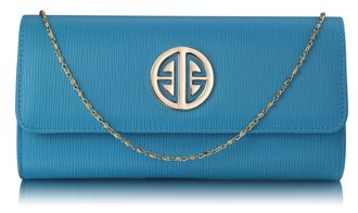 LSE0026A -  Teal Large Flap Clutch purse