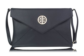 LSE00220A -  Black Large Flap Clutch purse