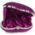 LSE00263 - Purple Glittery Hardcase Heart Clutch Bag