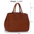 LS00359 - Top Zip Brown Tote Handbag- Fits laptops up to 15.4''