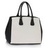 LS00359 - Top Zip Black / White Tote Handbag- Fits laptops up to 15.4''