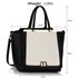 LS00358 - Black / White Metal Frame Tote Handbag
