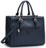 LS00366  - Navy Front Pocket Grab Tote Handbag