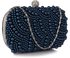 LSE00209 - Navy Beaded Pearl Rhinestone Clutch Bag