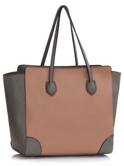 LS00351 - Grey/ Nude Women's Large Tote Bag