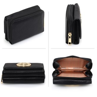 black purse with wallet