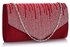 LSE0070 (NEW) - Red Diamante Design Evening Flap Over Party Clutch Bag